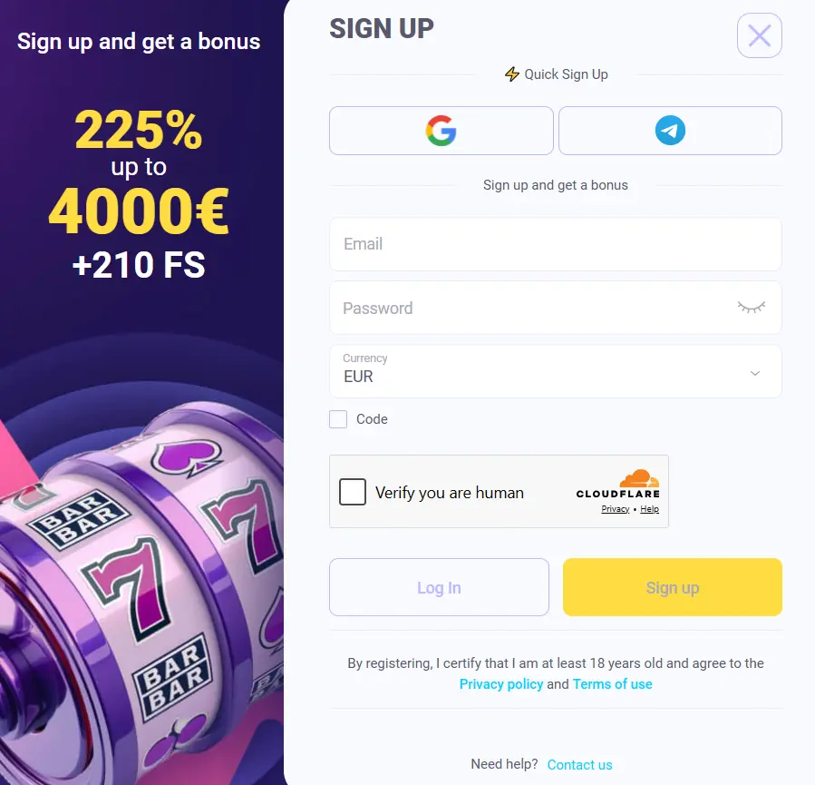 Registratieformulier van Pokobet met welkomstbonus om nieuwe spelers aan te melden.