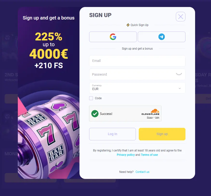 Registratieformulier van Pokobet met bonusinfo om nieuwe spelers aan te melden voor het casino.