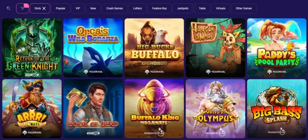 Overzicht van populaire online slots bij Pokobet om de diversiteit aan casinospellen te tonen.